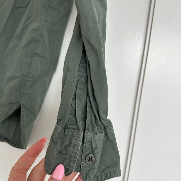 Dries Van Noten Button Down Shirt In Army Green Sz 34 Front Flap Pockets - Picture 3 of 7